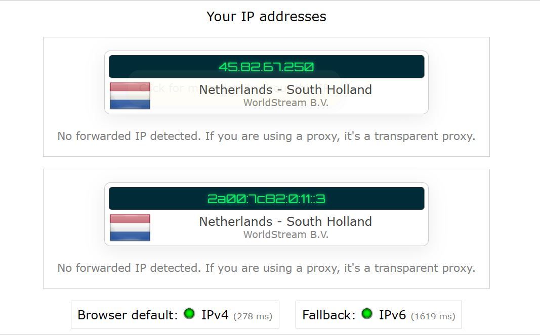 تصویری از تست نشت Atlas VPN