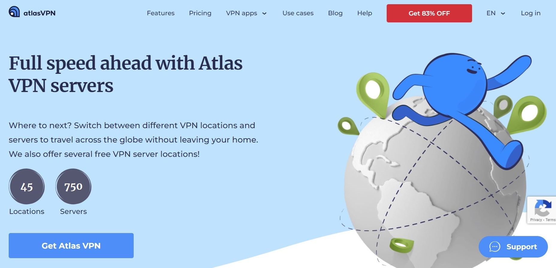 تصویر صفحه مکان سرور Atlas VPN