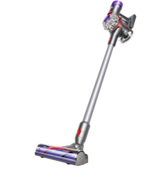 جاروبرقی Dyson V7 به رنگ نقره ای در برابر سفید