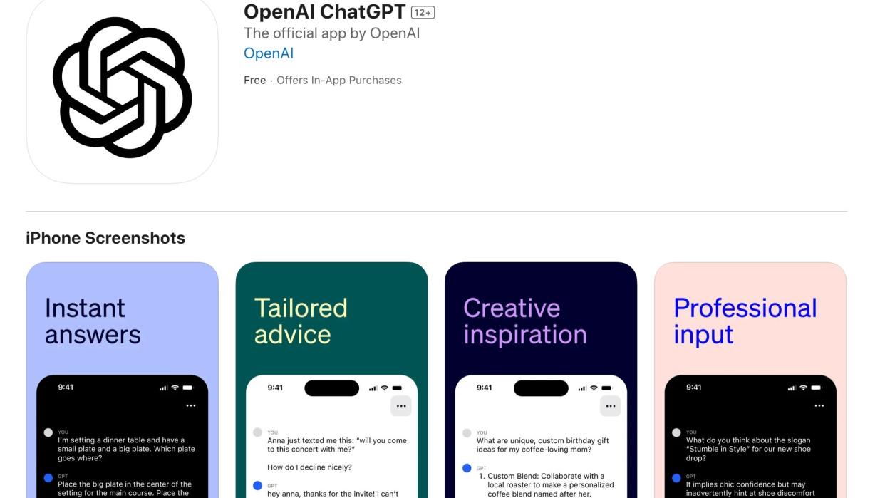 اسکرین شات ChatGPT در اپ استور