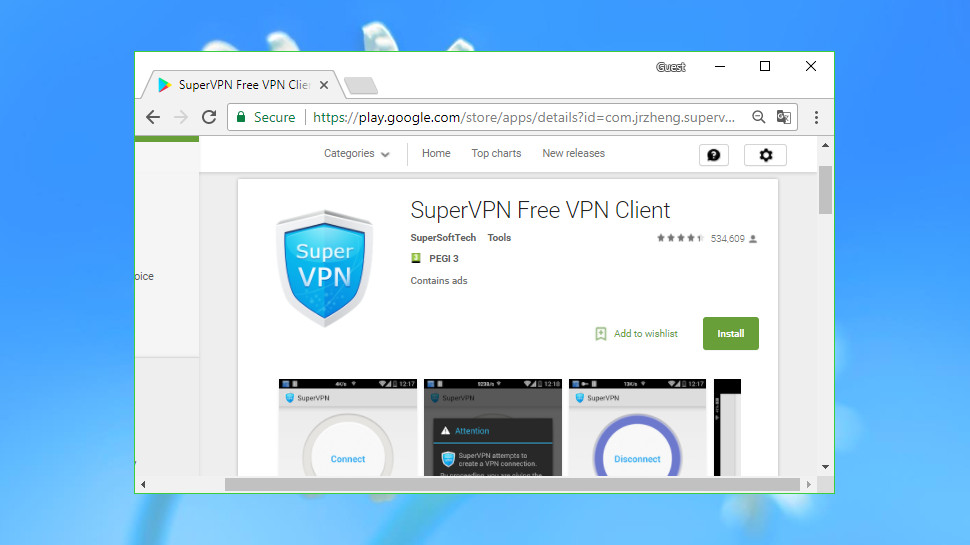 پنجره نصب برنامه SuperVPN