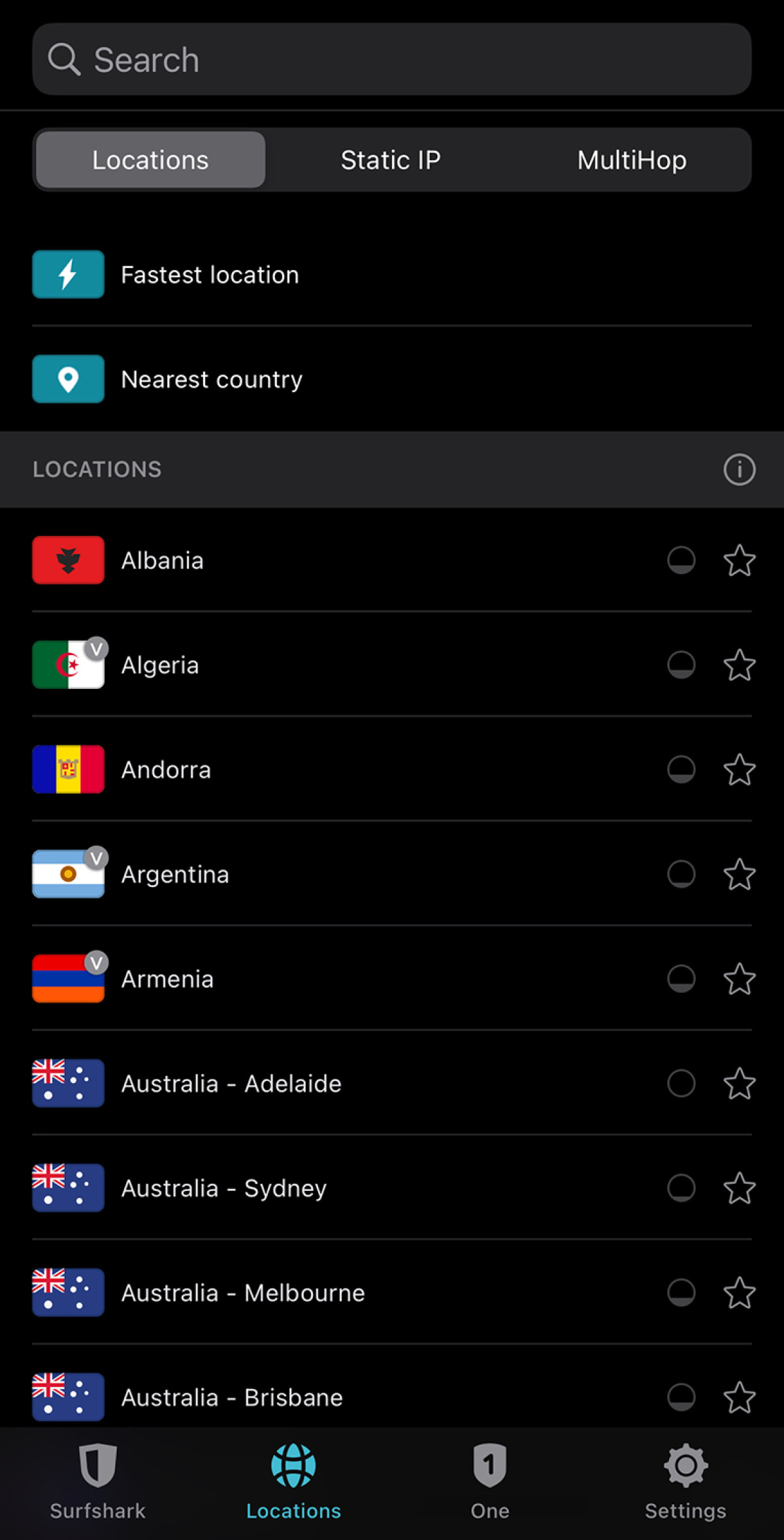 Surfshark در iOS