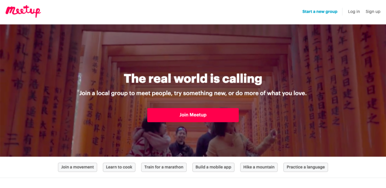 اسکرین شات از meetup.com