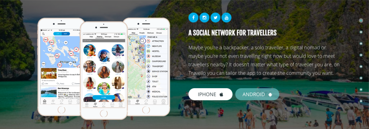 اسکرین شات از travelloapp.com.
